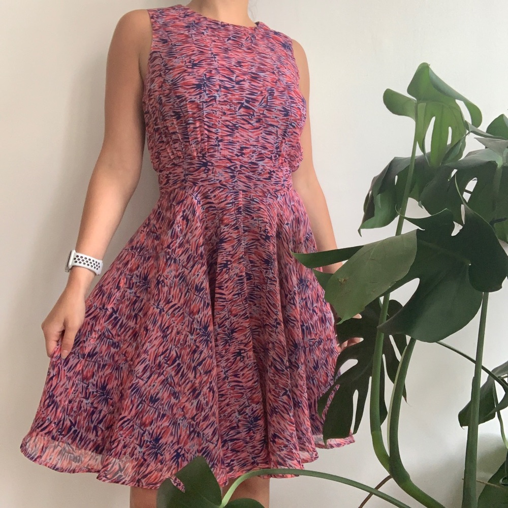 A Line Tailored Multicolor Patterned Dress